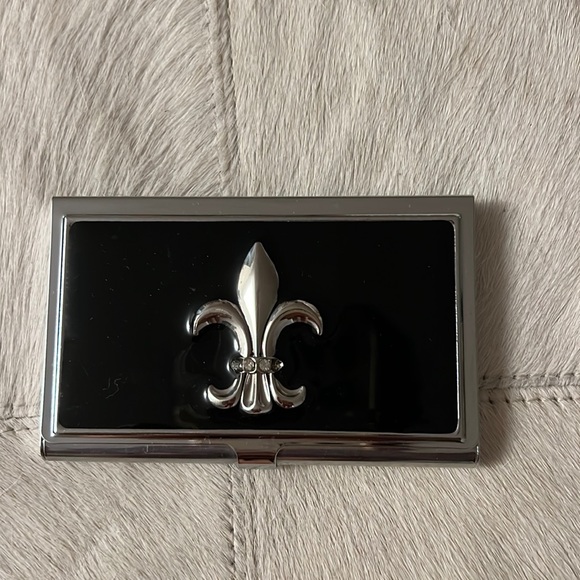 Vintage Card Holder- Steel Fleur de Lys - Picture 2 of 4